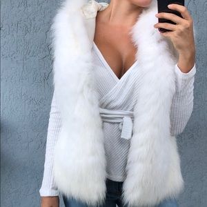 White genuine fur vest